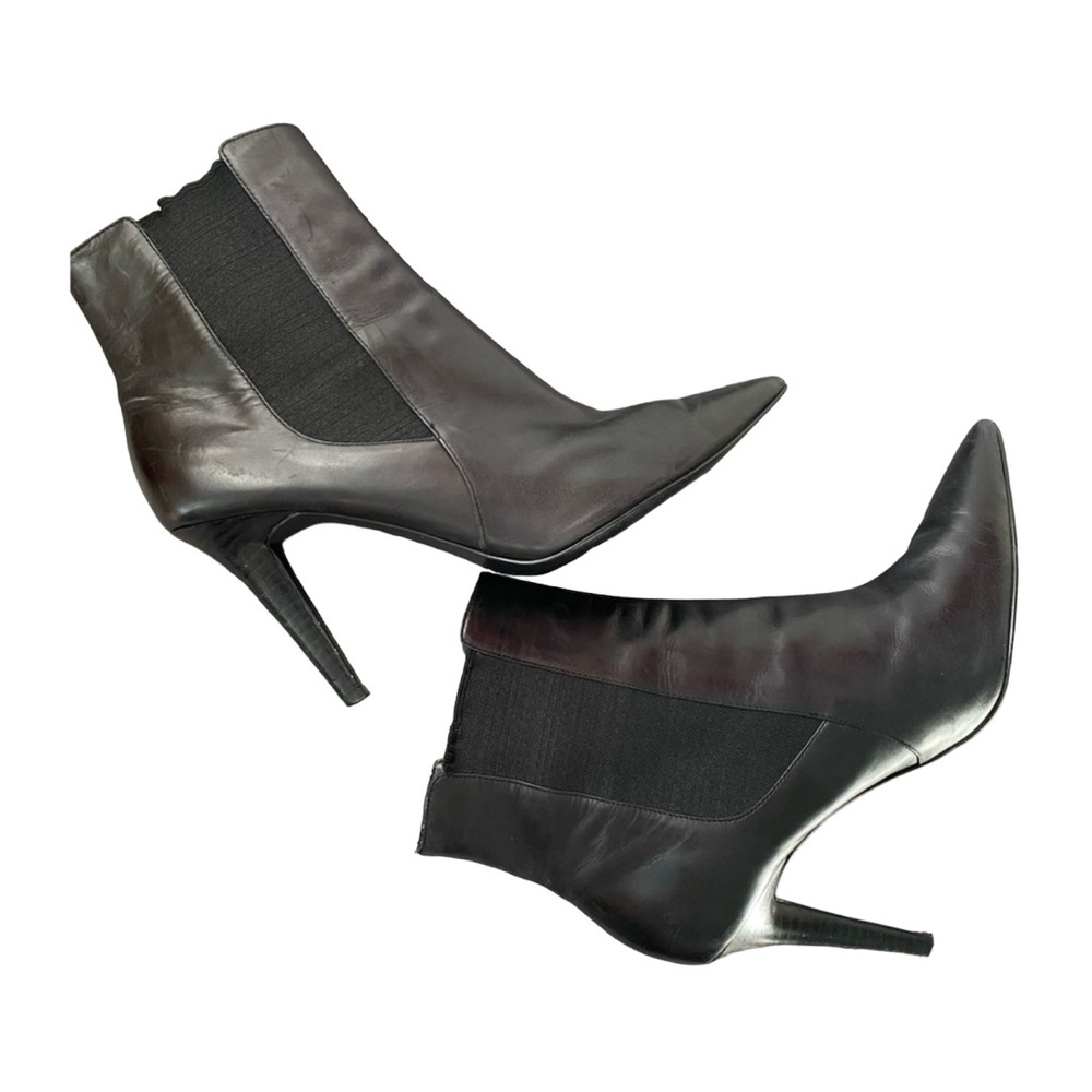 Lauren Ralph Lauren Black Genuine Leather Pointed Toe Ankle Booties